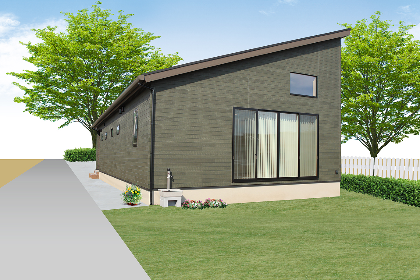 スッキリした外観。上部の窓からも陽が注いできます。