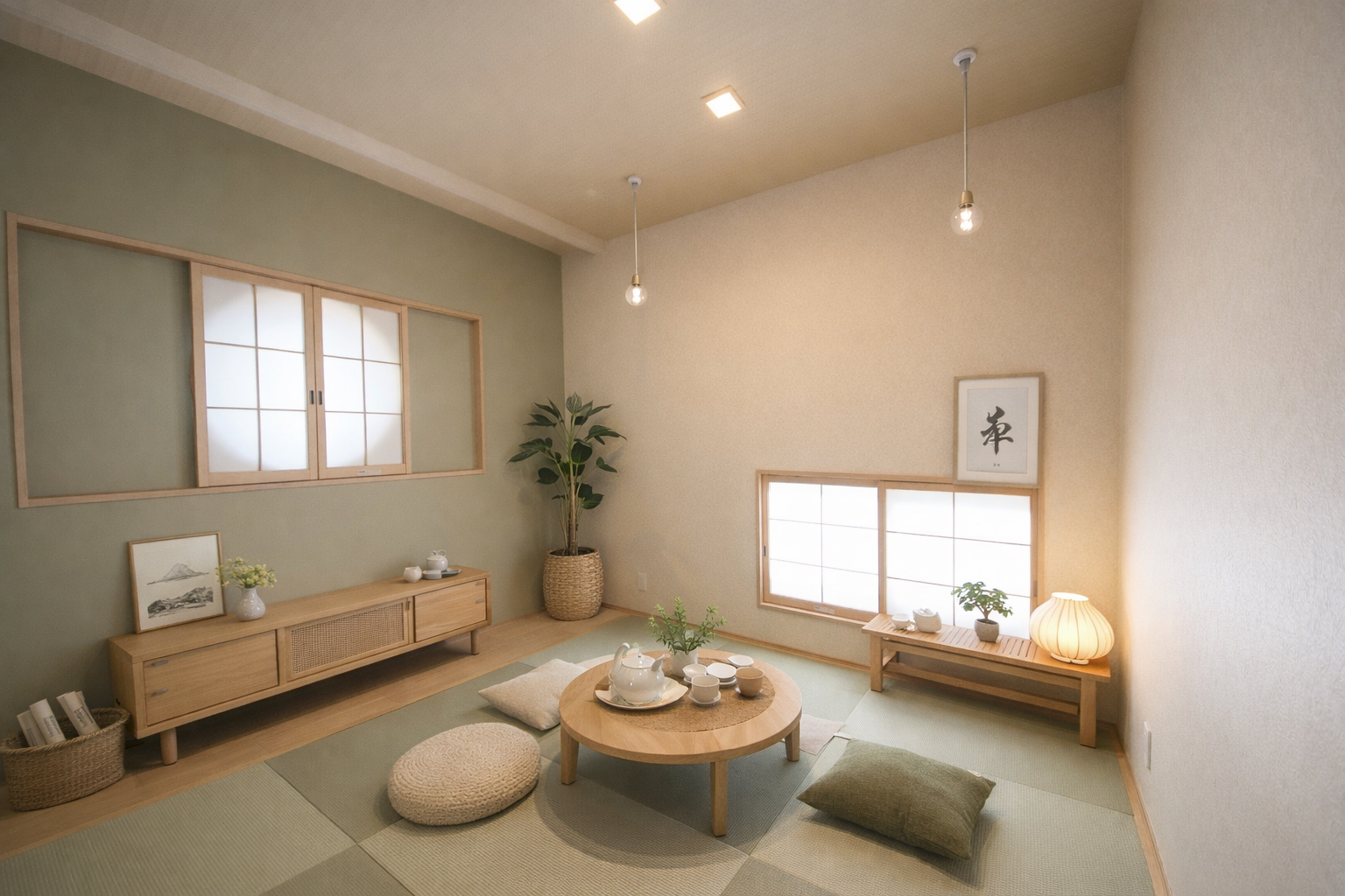 障子越しに入るやわらかな光が、空間全体を穏やかに包み込みます。